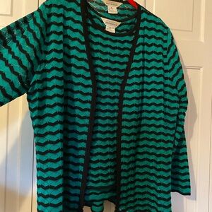 Misook Teal and Black Knit Cardigan